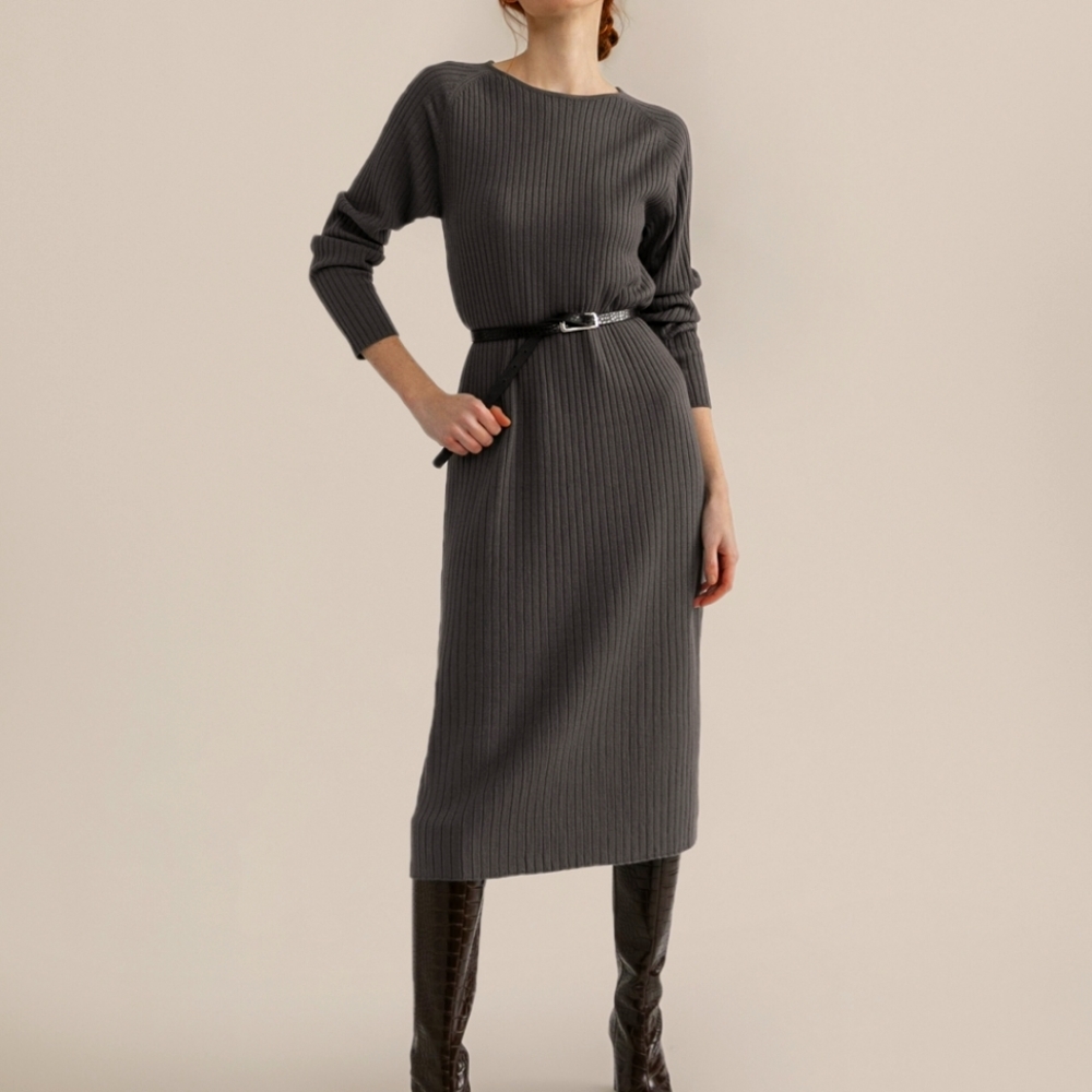 Modern Citizen Ribbed Sweater Dress, Grey, Medium
